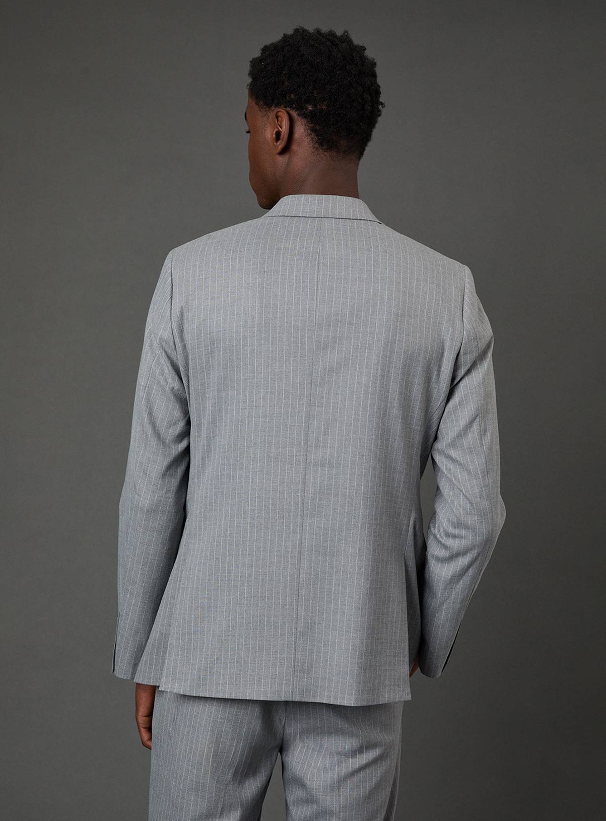 BURTON Grey Pinstripe Double Breasted Blazer 38R - Image 3